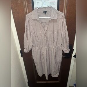 Torrid Brown Striped Collared Shirt Dress 1